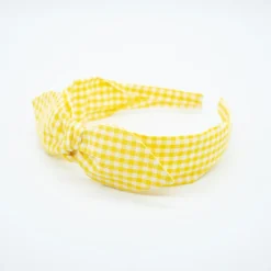 Diadema lazo chloé vichy amarillo hecha a mano