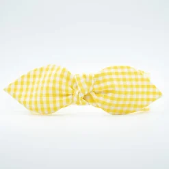 Diadema lazo chloé vichy amarillo hecha a mano