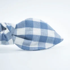 Diadema lazo chloé vichy azul hecha a mano