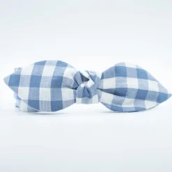 Diadema lazo chloé vichy azul hecha a mano
