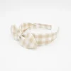 Diadema lazo chloé vichy beige hecha a mano