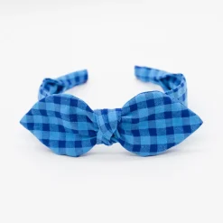 Diadema lazo chloé vichy bicolor azul