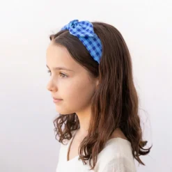 Diadema lazo chloé vichy bicolor azul
