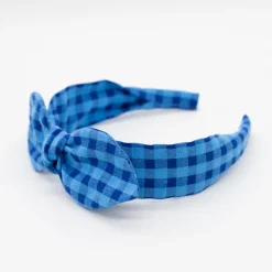 Diadema lazo chloé vichy bicolor azul