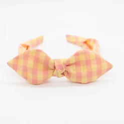 Diadema lazo chloé vichy bicolor rosa flamingo