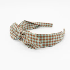Diadema lazo chloé vichy bicolor menta