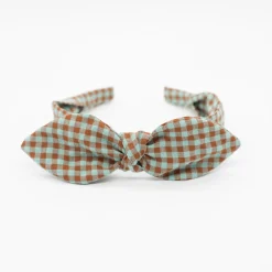 Diadema lazo chloé vichy bicolor menta