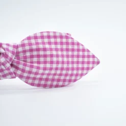 Diadema lazo chloé vichy fucsia hecha a mano