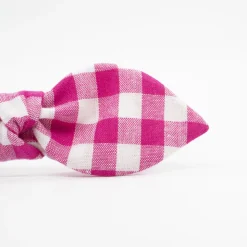 Diadema lazo chloé vichy fucsia hecha a mano