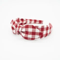 Diadema lazo chloé vichy rojo hecha a mano