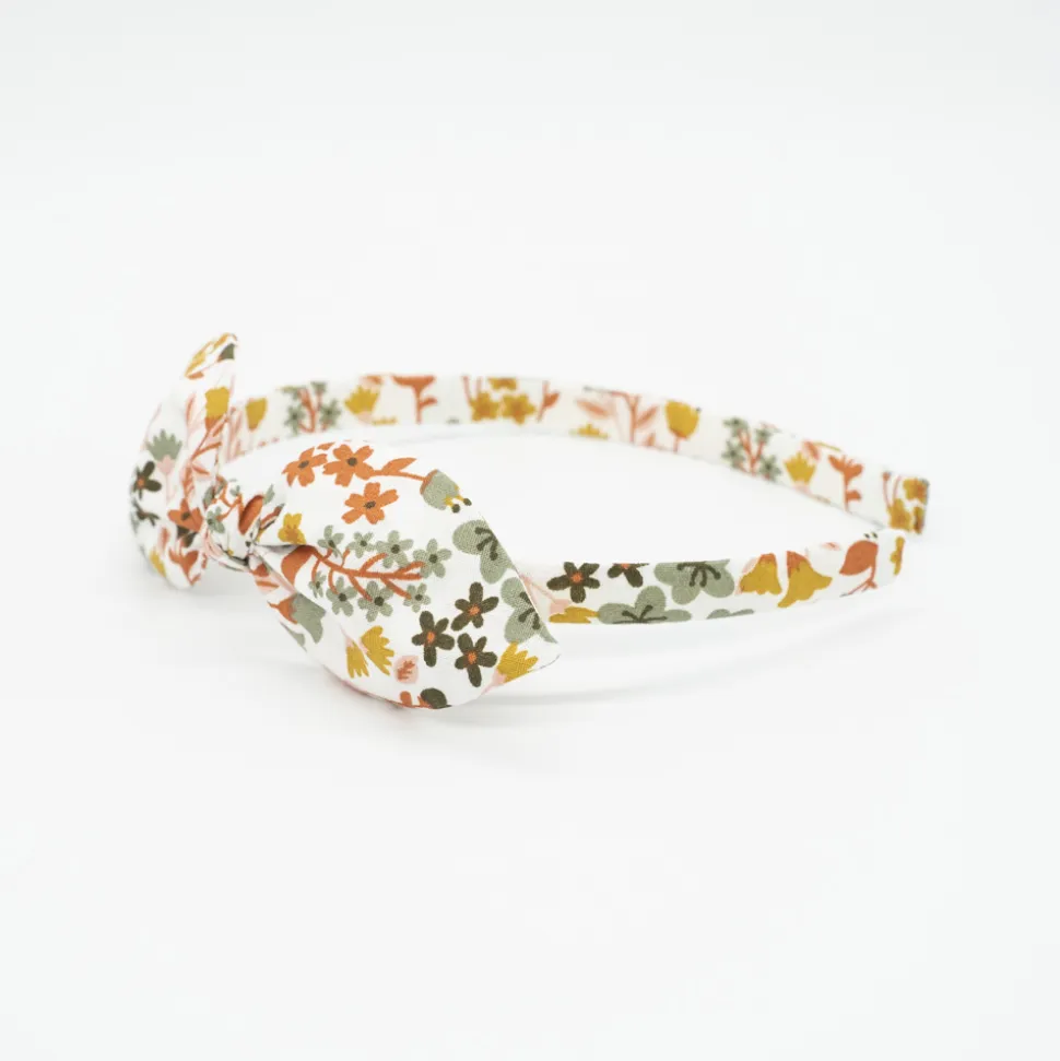 Diadema lazo flores Agatha hecha a mano