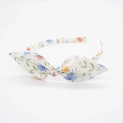 Diadema lazo flores pastel hecha a mano