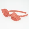 Diadema lazo naranja coral topos hecha a mano
