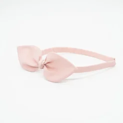 Diadema lazo rosa empolvado hecha a mano