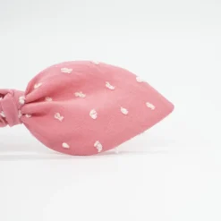 Diadema lazo rosa plumeti hecha a mano