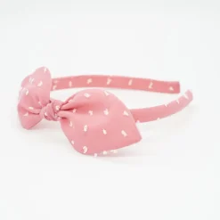 Diadema lazo rosa plumeti hecha a mano