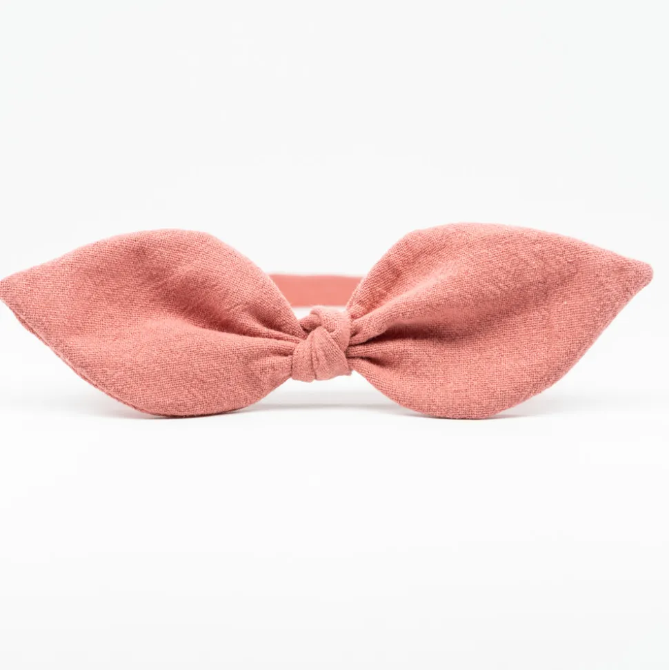 Diadema lazo rosa rústico hecho a mano