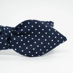 Diadema lazo topos azul marino hecha a mano