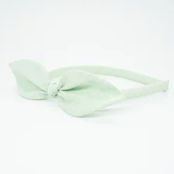 Diadema lazo verde mint topos hecha a mano