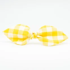 Diadema lazo vichy amarillo hecha a mano