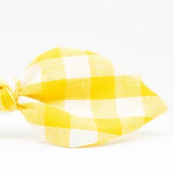 Diadema lazo vichy amarillo hecha a mano