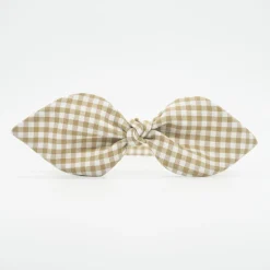 Diadema lazo vichy beige hecha a mano