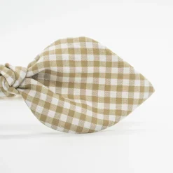 Diadema lazo vichy beige hecha a mano