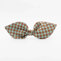 Diadema lazo vichy bicolor menta hecha a mano
