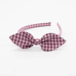 Diadema lazo vichy bicolor rosa hecha a mano