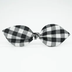 Diadema lazo vichy blanco y negro hecha a mano