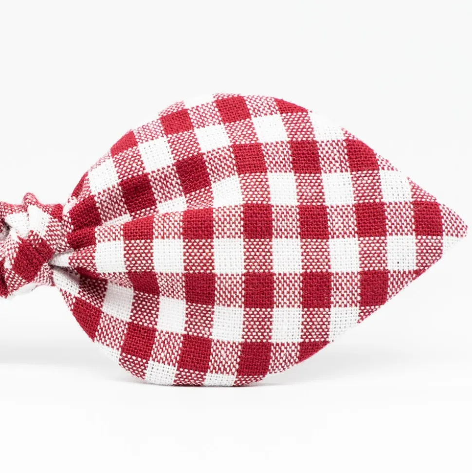 Diadema lazo vichy rojo granate hecha a mano