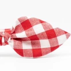 Diadema lazo vichy rojo hecha a mano