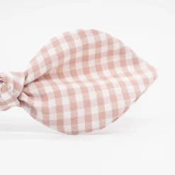 Diadema lazo vichy rosa nude hecha a mano