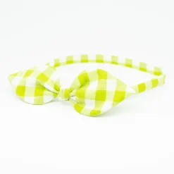 Diadema lazo vichy verde hecha a mano
