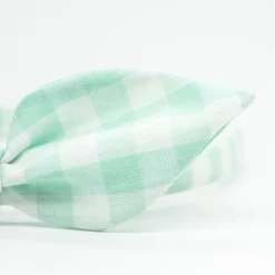 Diadema lazo vichy verde mint hecha a mano