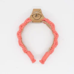Diadema macramé color coral