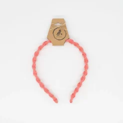Diadema macramé fina naranja coral