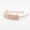 Diadema niña flores crochet perla rosa empolvado