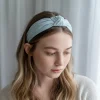 Diadema nudo azul celeste lino hecha a mano