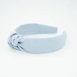 Diadema nudo azul celeste lino hecha a mano