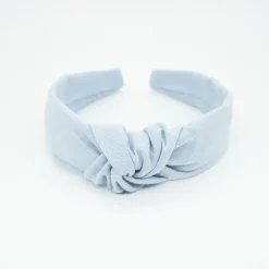 Diadema nudo azul celeste lino hecha a mano