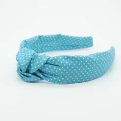 Diadema nudo azul turquesa topos hecha a mano