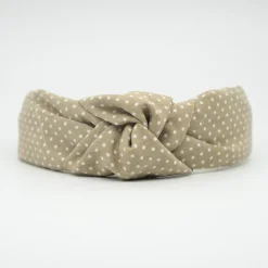 Diadema nudo beige topos hecha a mano