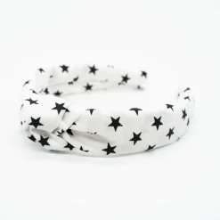 Diadema nudo blanca estrellas hecha a mano