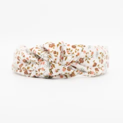 Diadema nudo flores marrón hecha a mano