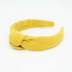 Diadema nudo gasa amarillo ocre topos oro hecha a mano