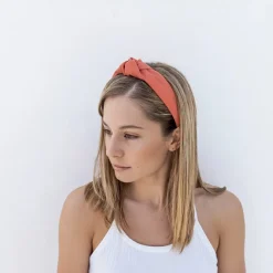 Diadema nudo hecha a mano naranja rústico