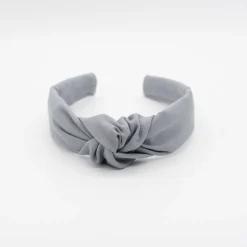 Diadema nudo lino gris hecha a mano