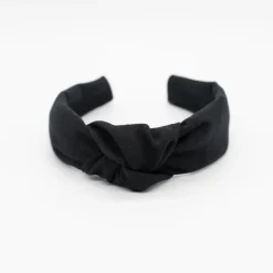 Diadema nudo lino negra hecha a mano