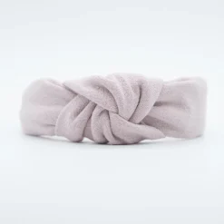 Diadema nudo lino rosa empolvado hecha a mano